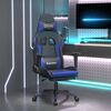 vidaXL Cadeira gaming c/ apoio para pés couro artificial preto e azul