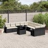 vidaXL 11 pcs conjunto sof&aacute;s de jardim c/ almofad&otilde;es vime PE preto