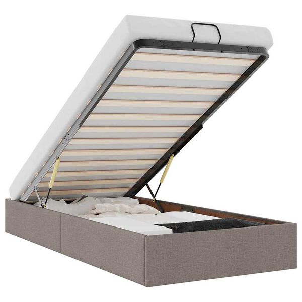 vidaXL Estrutura de cama otomana sem colch&atilde;o 90x190 cm tecido cinzento