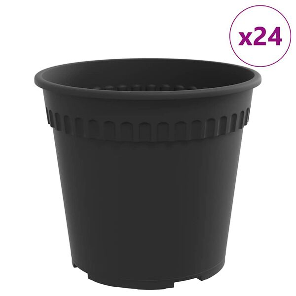 vidaXL Vaso Redondo para Flores 24 pcs Preto &Oslash; 19 x 16 cm Pl&aacute;stico