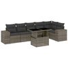 vidaXL 7 pcs conjunto sof&aacute;s p/ jardim c/ almofad&otilde;es vime PE cinzento