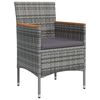 vidaXL 7 pcs conjunto de jantar p/ jardim c/ almofad&otilde;es cinza e preto