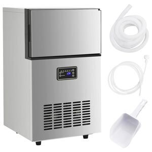 vidaXL M&aacute;quina de fazer cubos de gelo 45kg/24h prateado