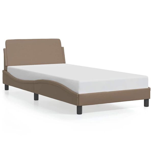 vidaXL Estrutura de cama Dover 100x200 cm couro artificial cappuccino