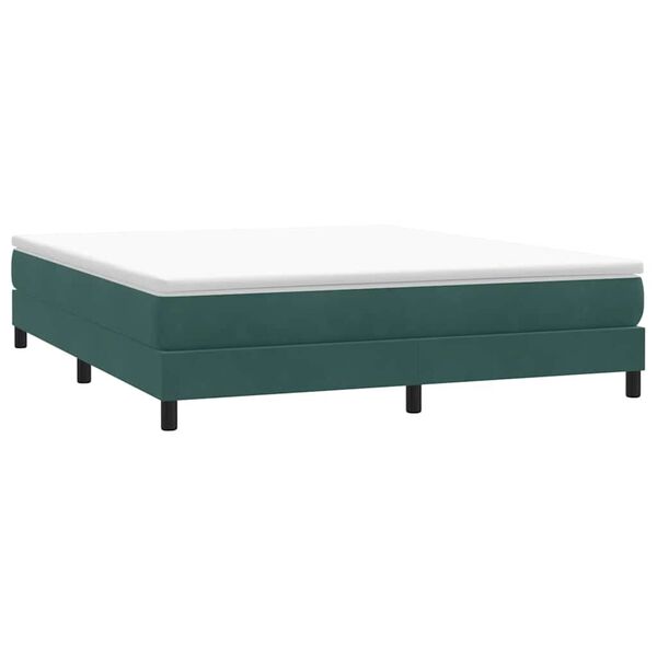 vidaXL Cama com molas sem colch&atilde;o 180x220 cm veludo verde-escuro