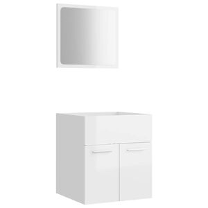 vidaXL 2 pcs conj. móveis casa de banho contraplacado branco brilhante