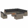 vidaXL 14 pcs conjunto sof&aacute;s p/ jardim c/ almofad&otilde;es vime PE cinzento