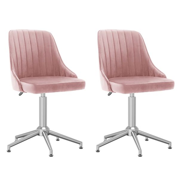 vidaXL Cadeiras de jantar girat&oacute;rias 2 pcs veludo rosa