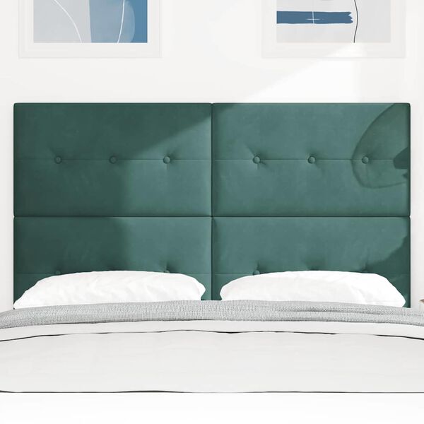 vidaXL Cabeceira LED com luzes de tira LED Verde 144 cm Poli&eacute;ster