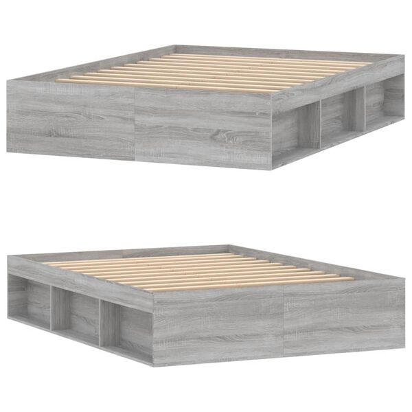 vidaXL Estrutura de cama de casal 135x190 cm cinzento sonoma