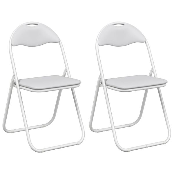 vidaXL Cadeira Dobr&aacute;vel 2 pcs Branco e Cinza 48 x 43,5 x 81 cm