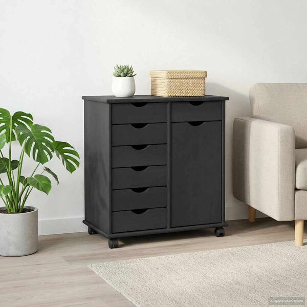 vidaXL Arm&aacute;rio M&oacute;vel com roda Cinzeto 63,5 x 39 x 65,5 cm