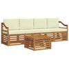 vidaXL Conjunto de Sof&aacute;s para Exterior 5 unid. Natural e Creme