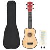 vidaXL Conjunto ukulele soprano infantil c/ saco madeira escura 21"