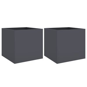 vidaXL Vasos/floreiras 2 pcs 49x47x46 cm a&ccedil;o antracite
