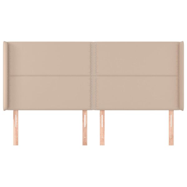 vidaXL Cabeceira cama c/ abas couro artif. 183x16x118/128cm cappuccino