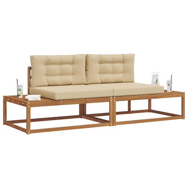 vidaXL Conjunto de Sof&aacute;s para Exterior 2 Pe&ccedil;a Natural e Bege