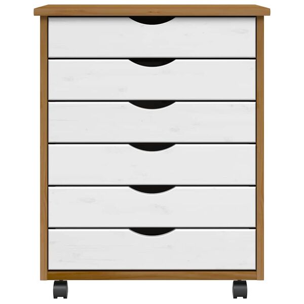 vidaXL Arm&aacute;rio c/ rodas e gavetas MOSS pinho maci&ccedil;o castanho-mel