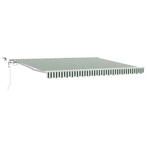 vidaXL Toldo retr&aacute;til Verde e Branco 400 &times; 300 cm Poli&eacute;ster