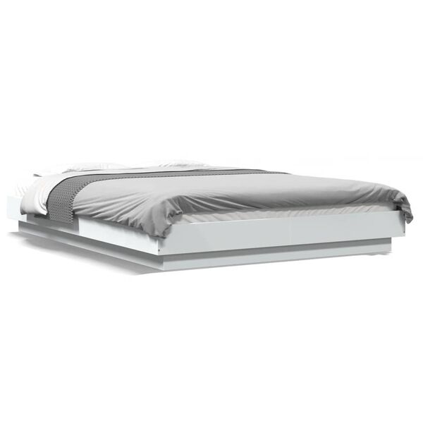 vidaXL Estrutura cama c/ luzes LED 120x200 cm derivados madeira branco