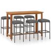 vidaXL 7 pcs conjunto de bar p/ jardim com almofad&otilde;es cinzento