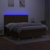 vidaXL Cama box spring c/ colch&atilde;o/LED 180x200cm tecido castanho-escuro