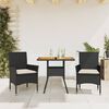 vidaXL 3 pcs conjunto jantar jardim c/ almofad&otilde;es vime PE/ac&aacute;cia preto