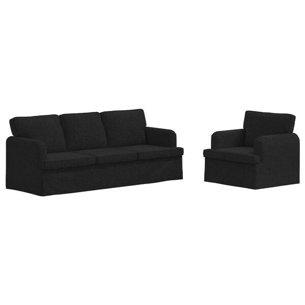 vidaXL Sof&aacute; 2 pcs Preto 144 x 80 x 85 cm tecido