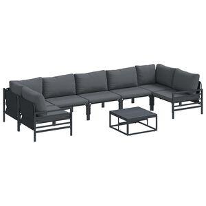 vidaXL Conjunto de Sof&aacute; de Jardim 8 unid. Preto A&ccedil;o