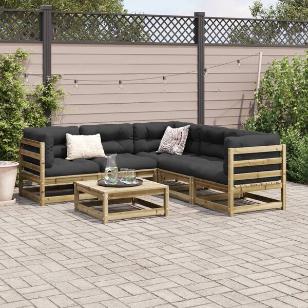vidaXL 6 pcs conjunto de sof&aacute;s de jardim madeira de pinho impregnada