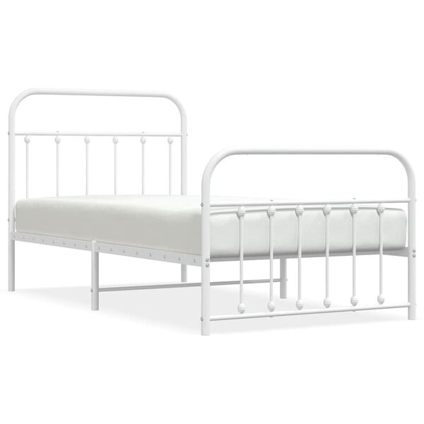 vidaXL Estrutura de cama com cabeceira e p&eacute;s 100x190 cm metal branco