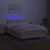vidaXL Cama box spring c/ colch&atilde;o e LED 120x200 cm tecido cor creme