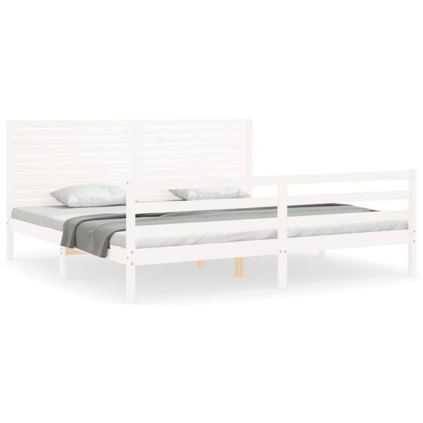 vidaXL Estrutura cama Super King Size c/ cabeceira madeira branco