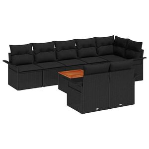 vidaXL Conjunto de Sof&aacute; de Jardim 9 pcs Preto vime PE