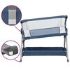 vidaXL Cama de beb&eacute; com colch&atilde;o tecido de linho azul marinho