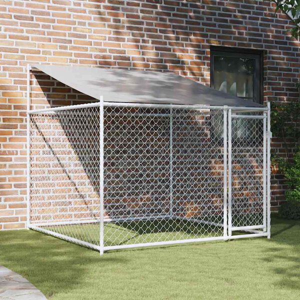 vidaXL Jaula para c&atilde;o com telhado/porta 2x2x2 m a&ccedil;o galvanizado cinza