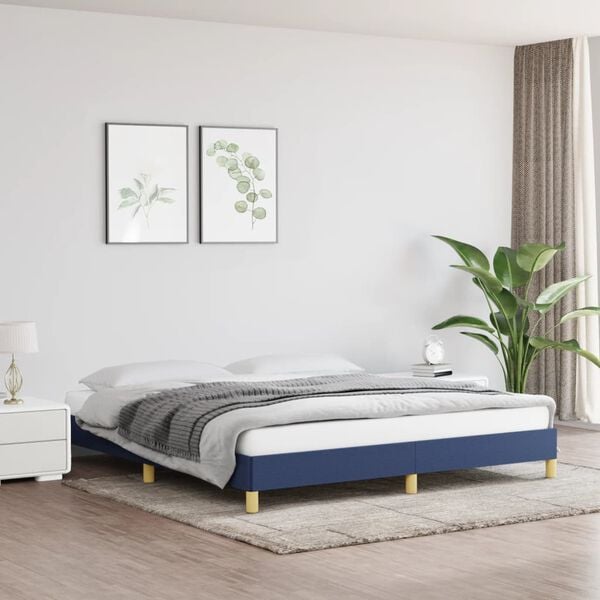 vidaXL Estrutura de cama sem colch&atilde;o 180x200 cm tecido azul