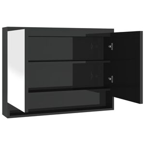vidaXL Armário espelhado p/ casa banho 80x15x60 cm MDF preto brilhante