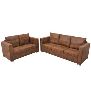 vidaXL Conjunto de sof&aacute;s 2 pcs camur&ccedil;a sint&eacute;tica
