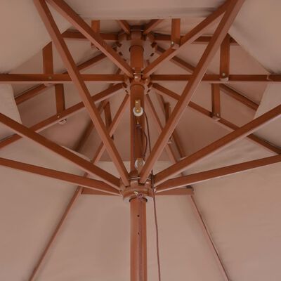vidaXL Guarda-sol c/ 2 coberturas mastro em madeira 270cm cinza-acast.