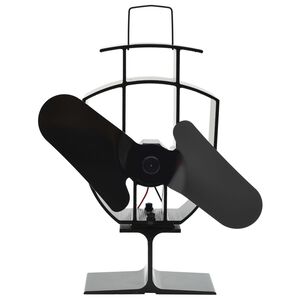 vidaXL Ventilador de fog&atilde;o alimentado a calor 2 l&acirc;minas preto
