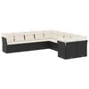 vidaXL 10 pcs conjunto sof&aacute;s de jardim c/ almofad&otilde;es vime PE preto
