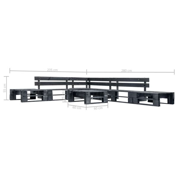 vidaXL Sofás de paletes para jardim 6 pcs madeira preto