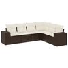 vidaXL 6 pcs conjunto de sof&aacute;s jardim c/ almofad&otilde;es vime PE castanho