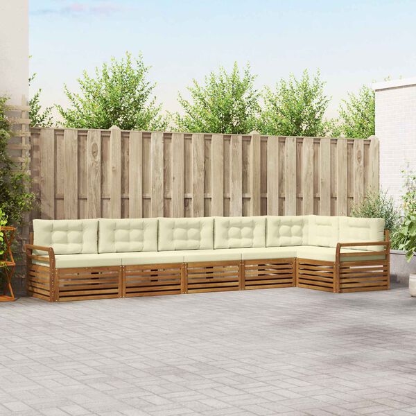 vidaXL Conjunto de Sof&aacute;s para Exterior 6 pcs Natural e Creme