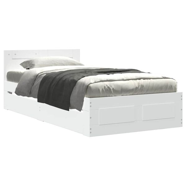 vidaXL Estrutura de cama c/ cabeceira sem colch&atilde;o 90x200 cm branco