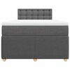 vidaXL Cama boxspring com colch&atilde;o 120x190 cm tecido cinzento-escuro