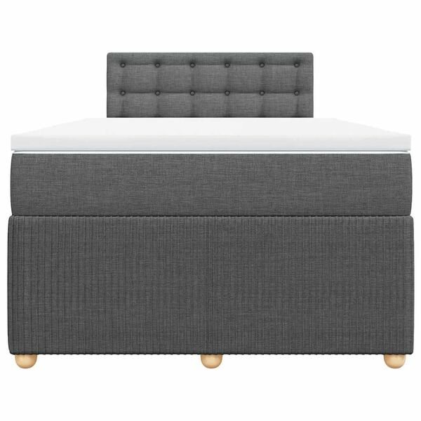 vidaXL Cama boxspring com colch&atilde;o 120x190 cm tecido cinzento-escuro