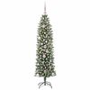 vidaXL &Aacute;rvore Slim de Natal Artificial Verde e Branco 150 cm