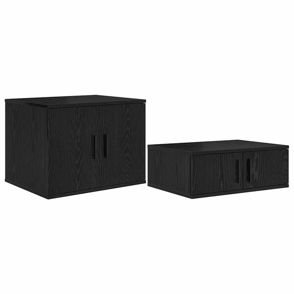vidaXL Arm&aacute;rio de arruma&ccedil;&atilde;o 2 pcs Carvalho Preto 127 x 41 x 40 cm